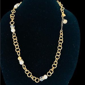Kate Spade New York 28” Necklace Crystal Faux Pearl Beads Adjustable W/Pouch